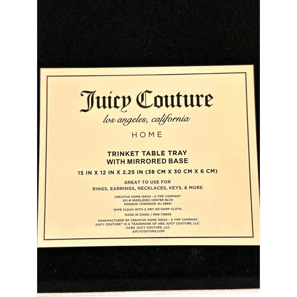 Juicy Couture Home Pink Velour Mirrored Tray Rhinestone Crown Vanity Decor New